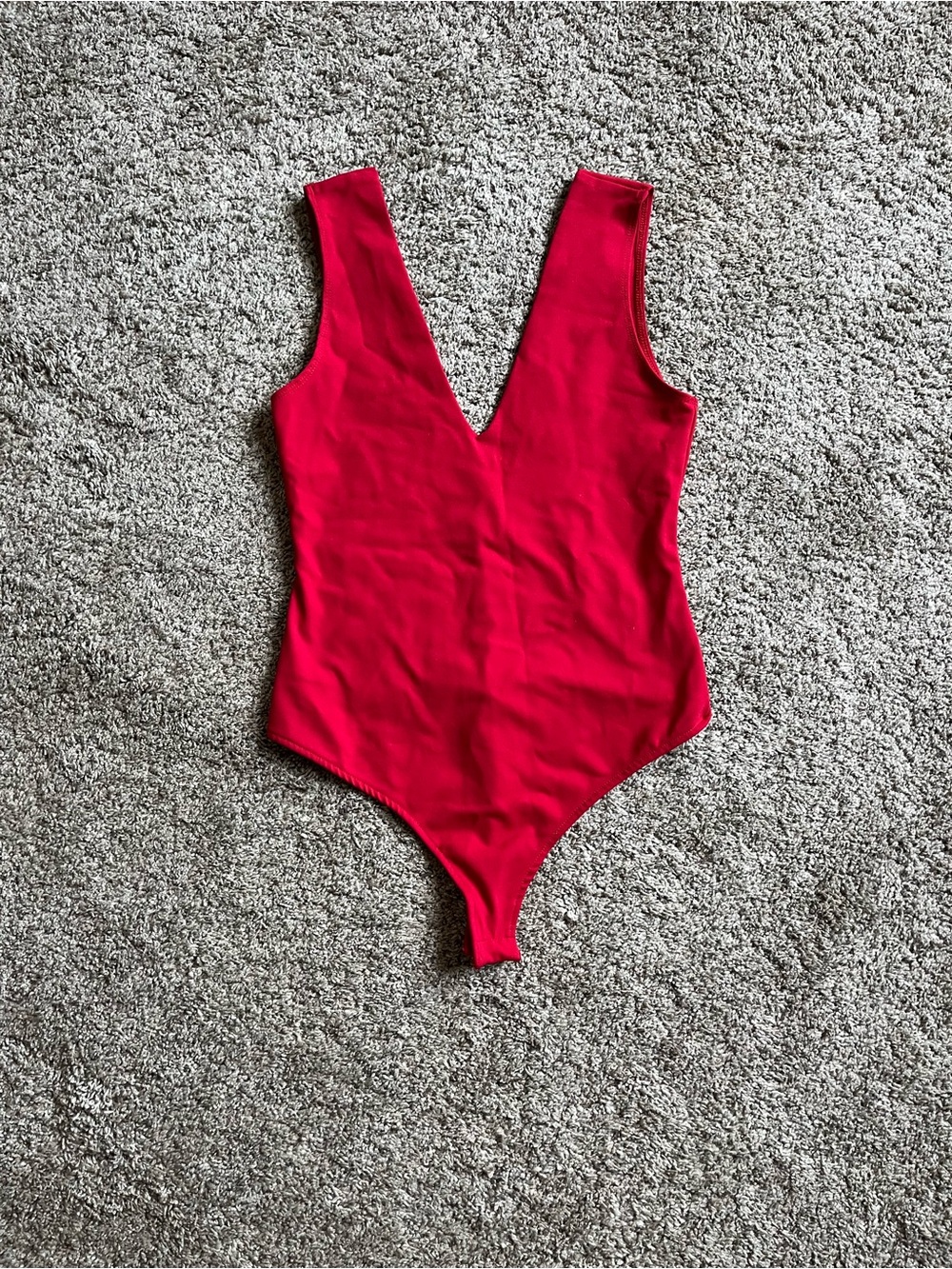Free people keep it sleek v neck bodysuit size small red